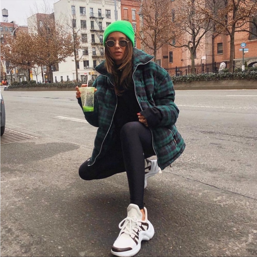 PrettyLittleThing Green Oversized Check Puffer NWT